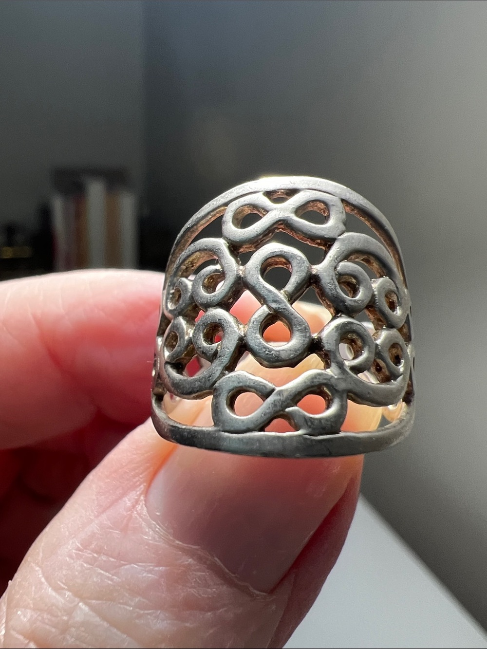 Sterling Silver Filigree Statement Ring - - Heirloom Estate Vintage